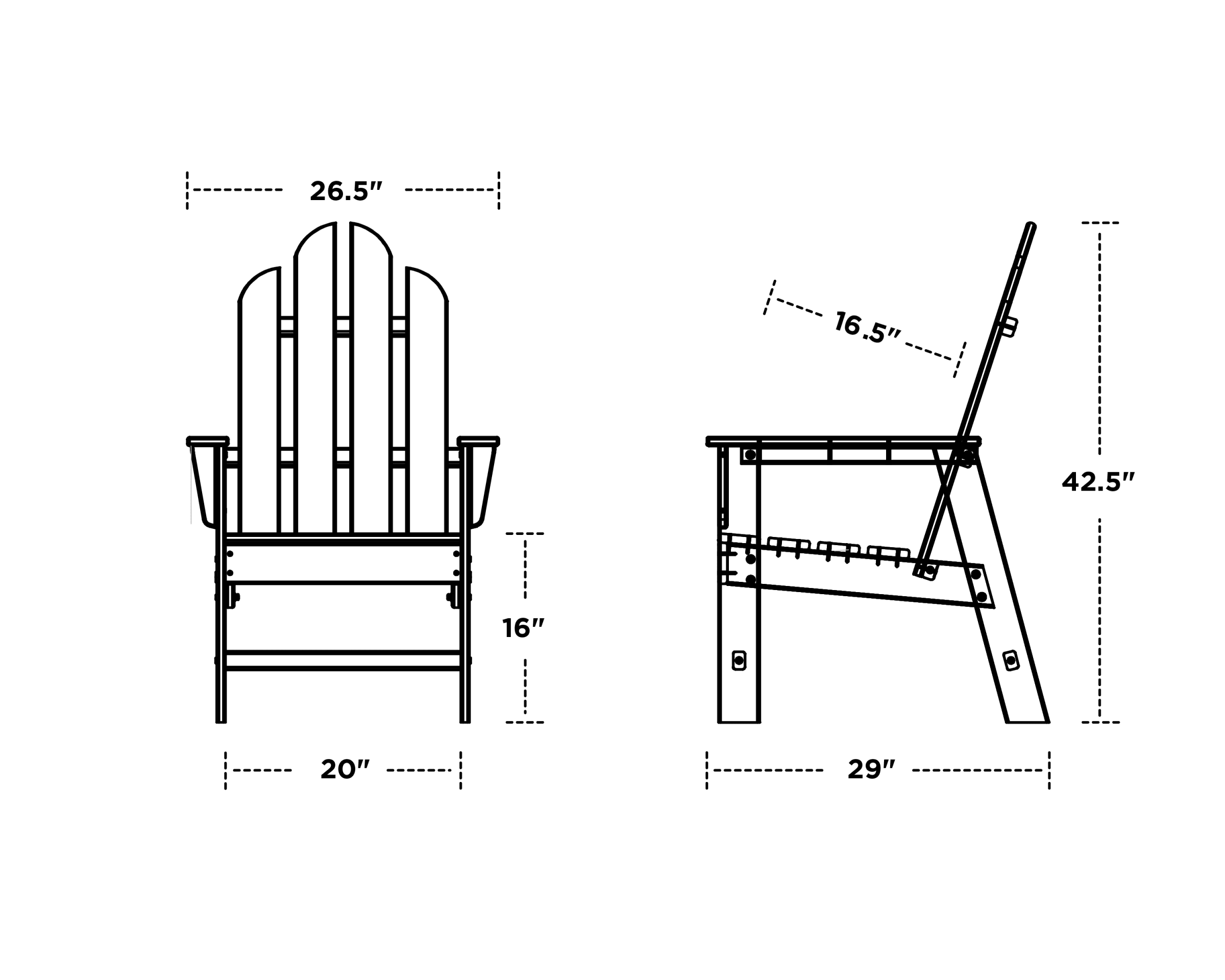 Dimensions for Long Island Dining Chair