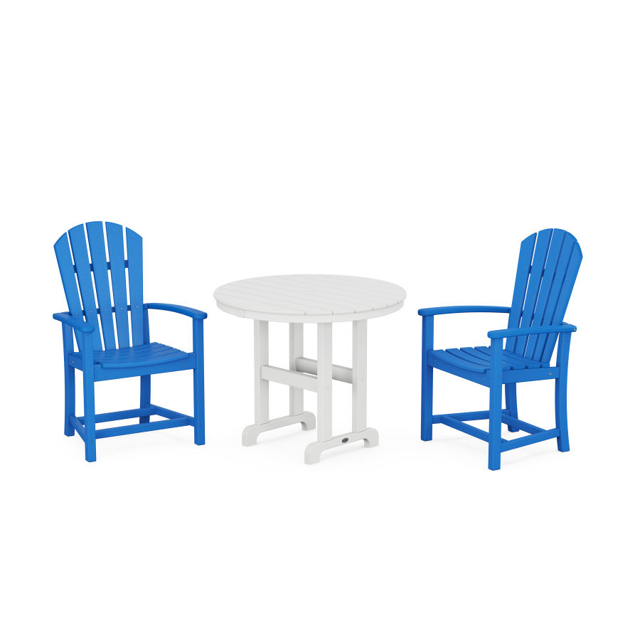 POLYWOOD Palm Coast 3-Piece Round Dining Set in Pacific Blue
