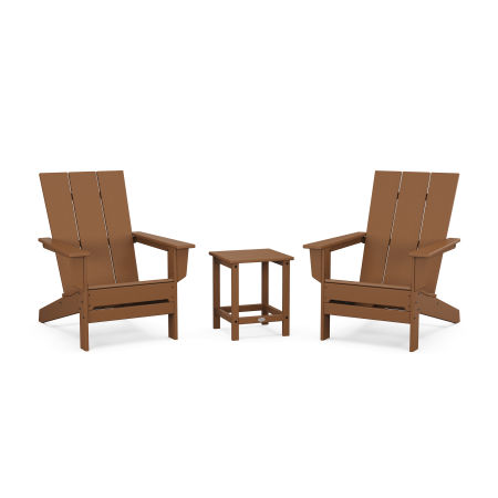 POLYWOOD 3-Piece Modern Studio Adirondack Set in Teak