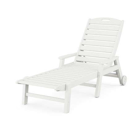 Nautical Chaise with Arms & Wheels in Vintage White