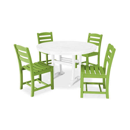 La Casa Café 5-Piece Side Chair Dining Set in Lime / White