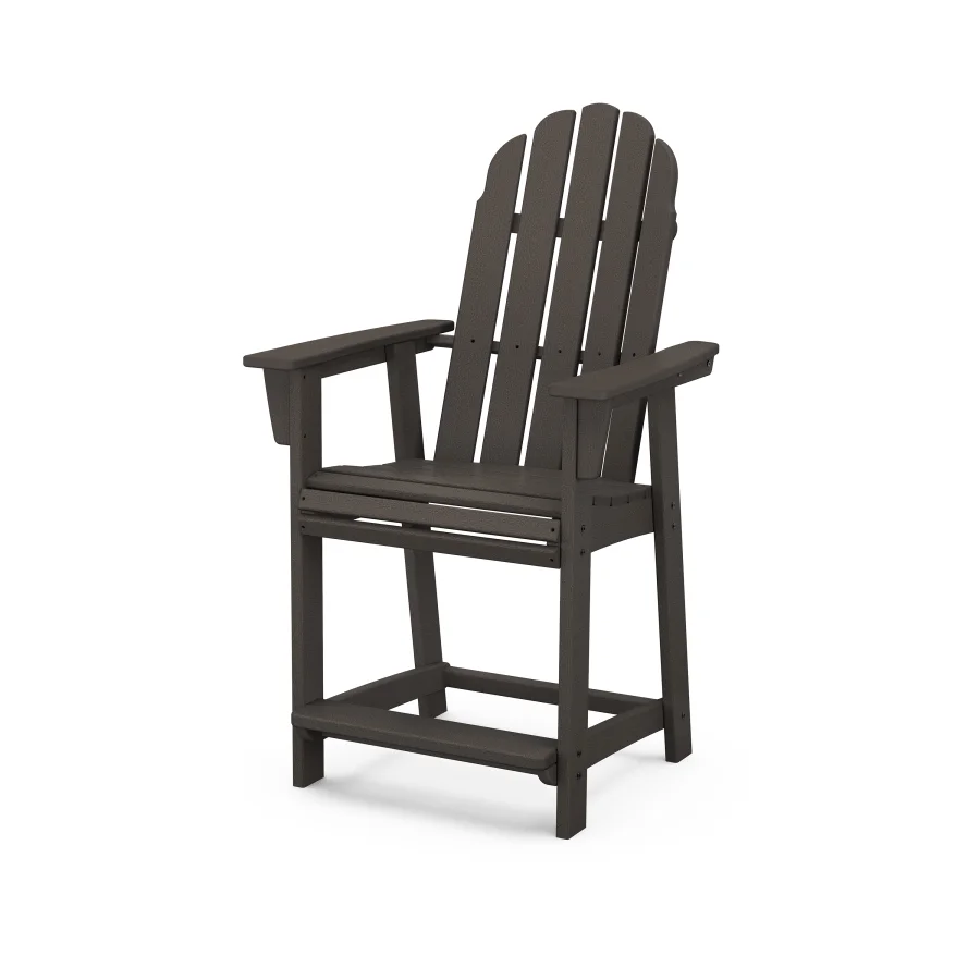 POLYWOOD Vineyard Curveback Adirondack Counter Chair in Vintage Finish