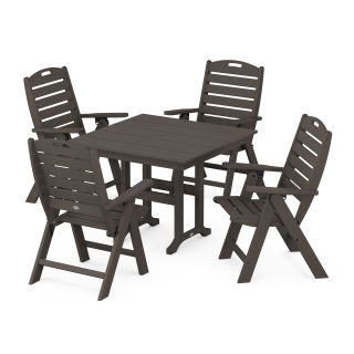 Nautical Highback Chair 5-Piece Farmhouse Dining Set in Vintage Finish