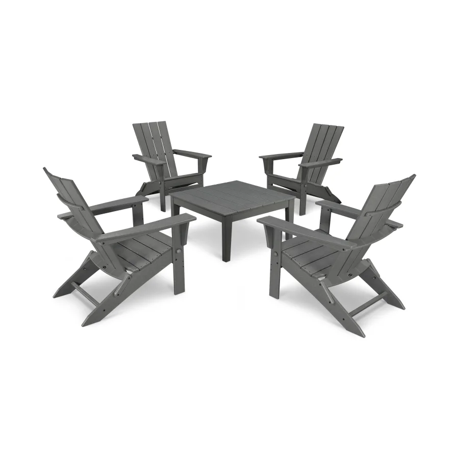 POLYWOOD Quattro Folding Chair 5-Piece Conversation Set