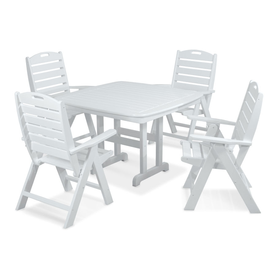 POLYWOOD Nautical 5-Piece Dining Set in White