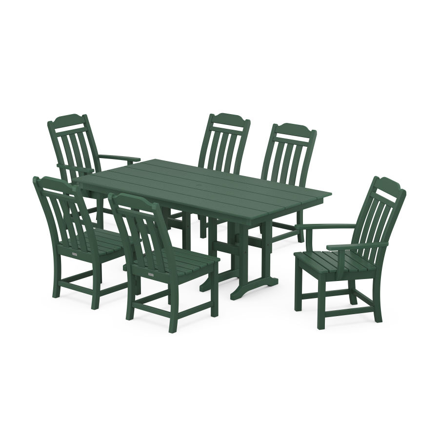 POLYWOOD Country Living 7-Piece Farmhouse Dining Set in Green