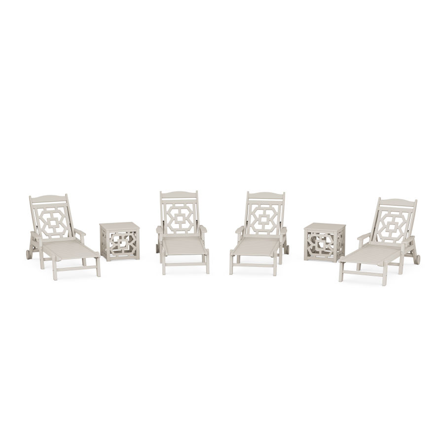 POLYWOOD Chinoiserie 6-Piece Chaise Set in Sand