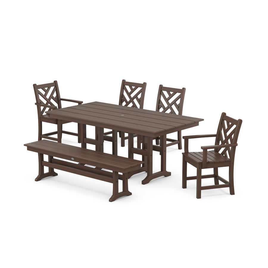 POLYWOOD Chippendale 6-Piece Farmhouse Dining Set in Mahogany