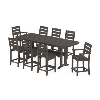 Lakeside 9-Piece Counter Set with Trestle Legs in Vintage Finish