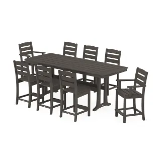 POLYWOOD Lakeside 9-Piece Counter Set with Trestle Legs in Vintage Finish