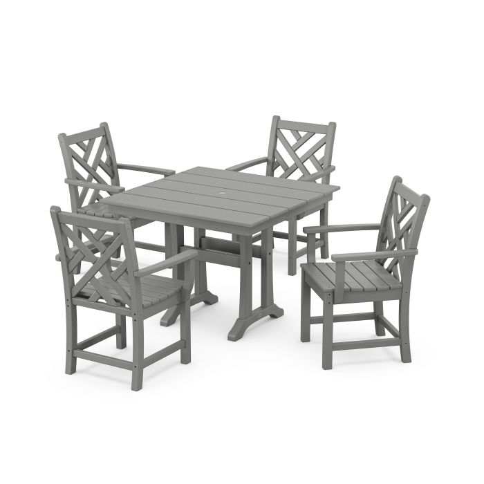 POLYWOOD Chippendale 5-Piece Farmhouse Trestle Arm Chair Dining Set