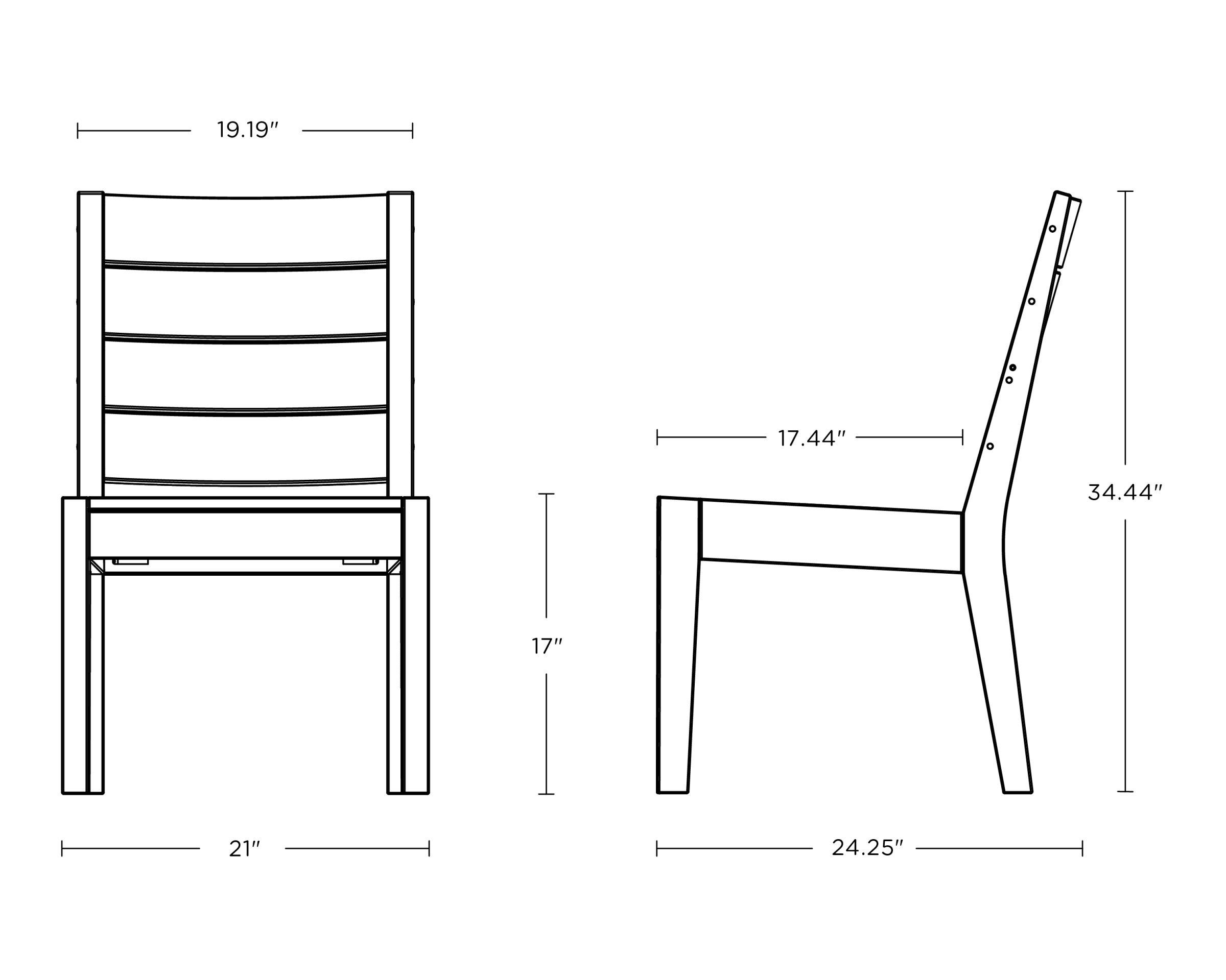 Dimensions for Latitude Dining Side Chair