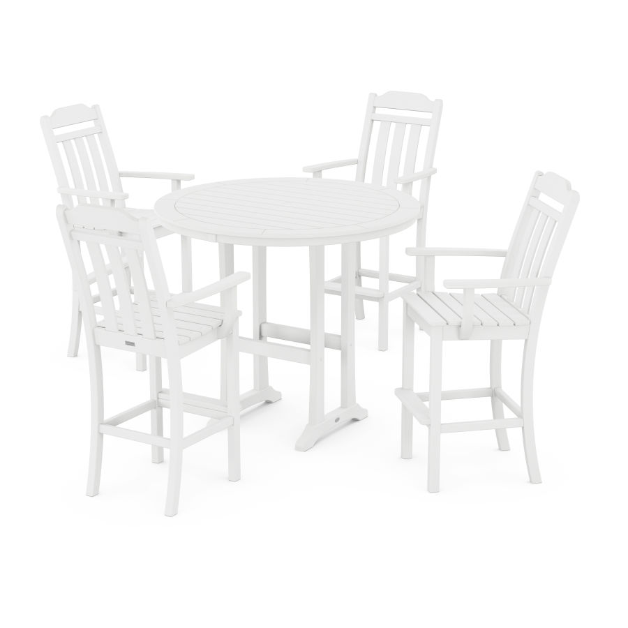 POLYWOOD Country Living 5-Piece Round Bar Set in White