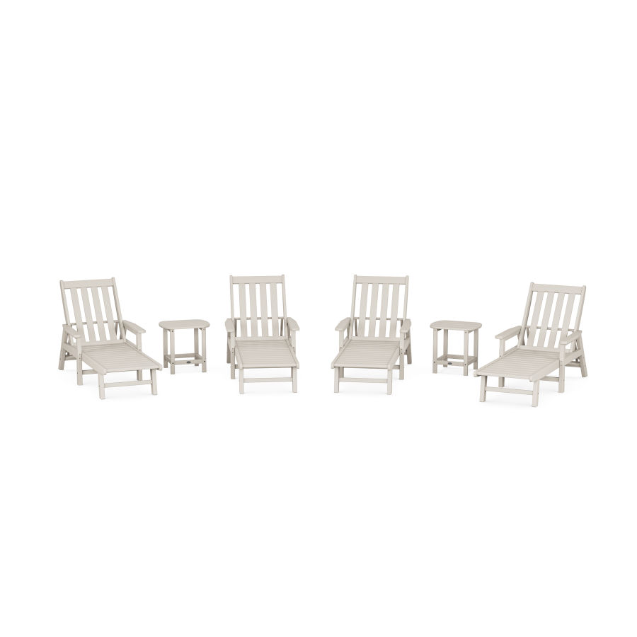POLYWOOD Vineyard 6-Piece Chaise with Arms Set in Sand