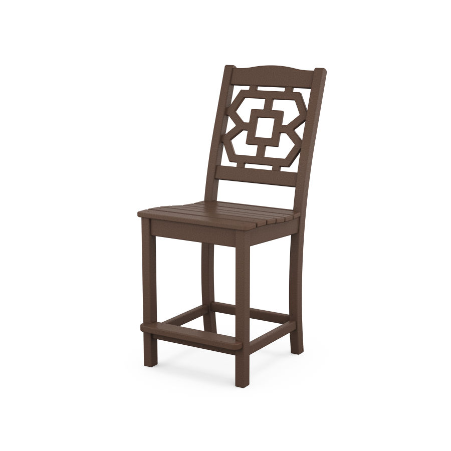 POLYWOOD Chinoiserie Counter Side Chair in Mahogany