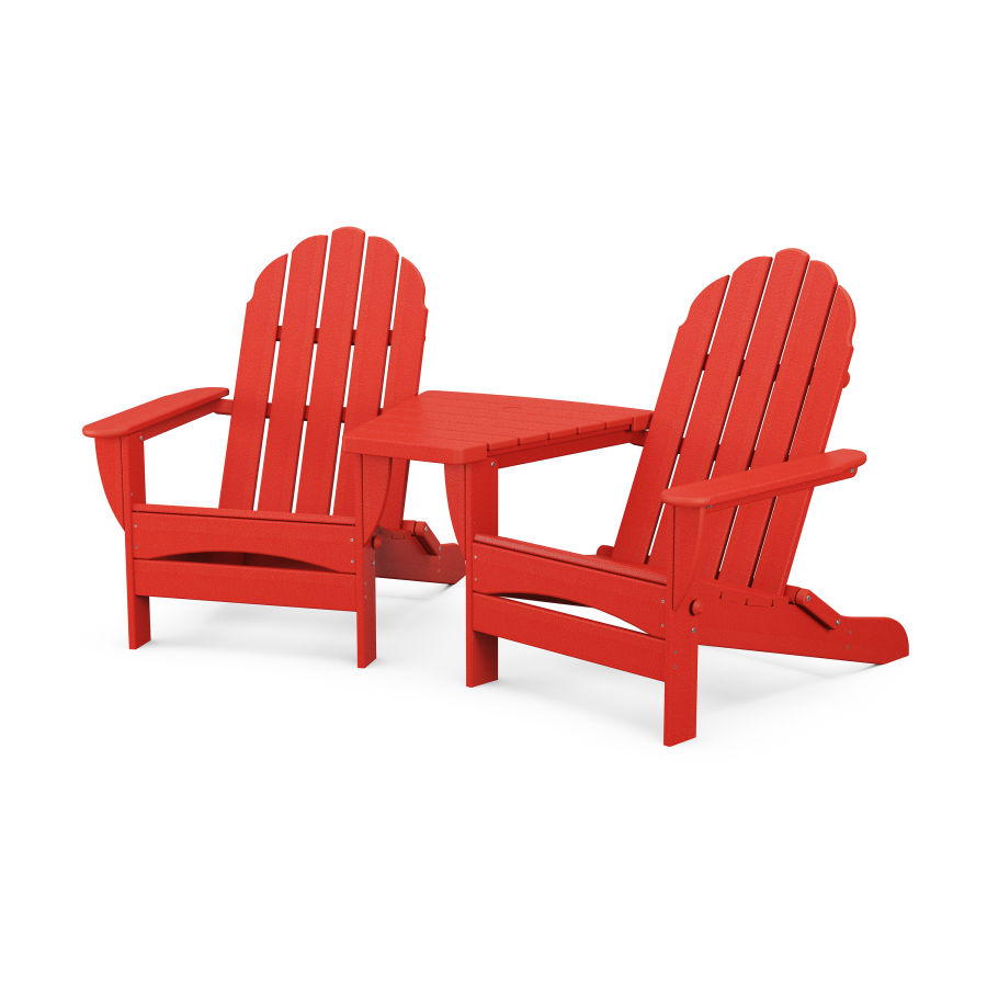 POLYWOOD Classic Oversized Adirondacks with Angled Connecting Table in Sunset Red