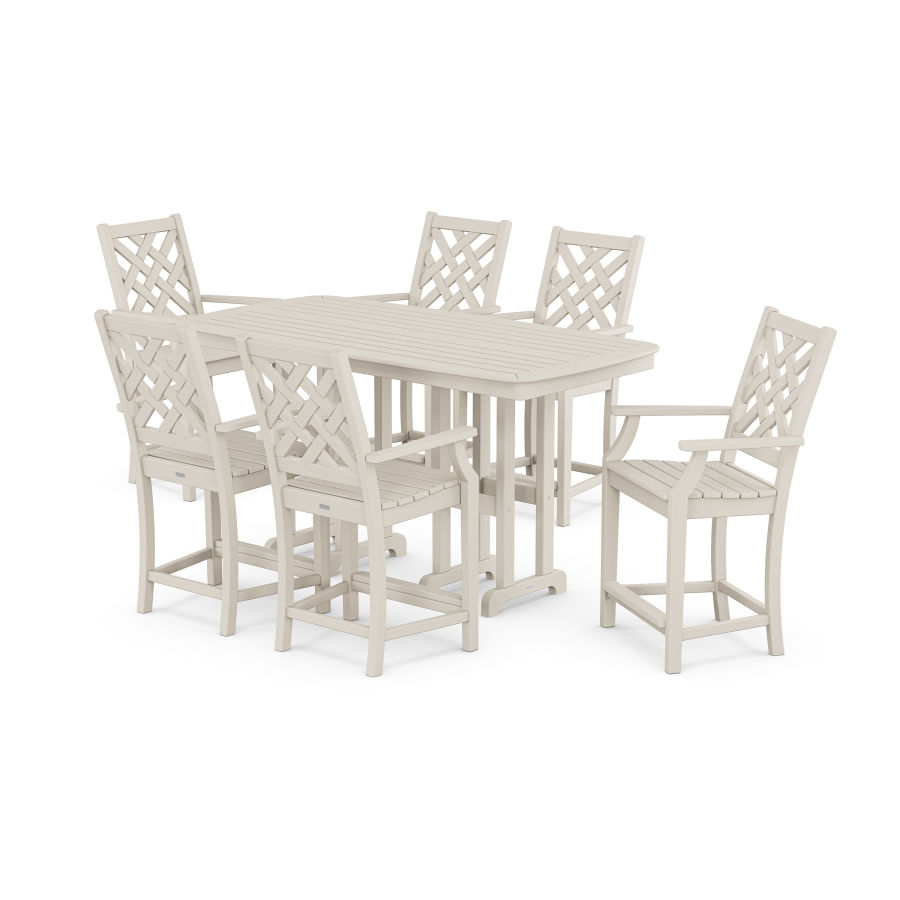 POLYWOOD Wovendale Arm Chair 7-Piece Counter Set in Sand