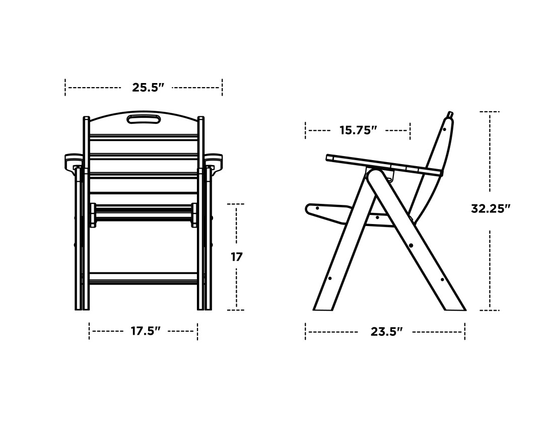 Dimensions for Nautical Folding Lowback Chair