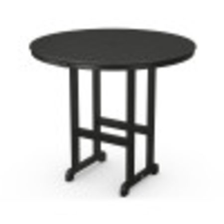 POLYWOOD 48" Round Farmhouse Bar Table in Black