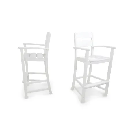 POLYWOOD Classics 2-Piece Bar Arm Chair Set in White