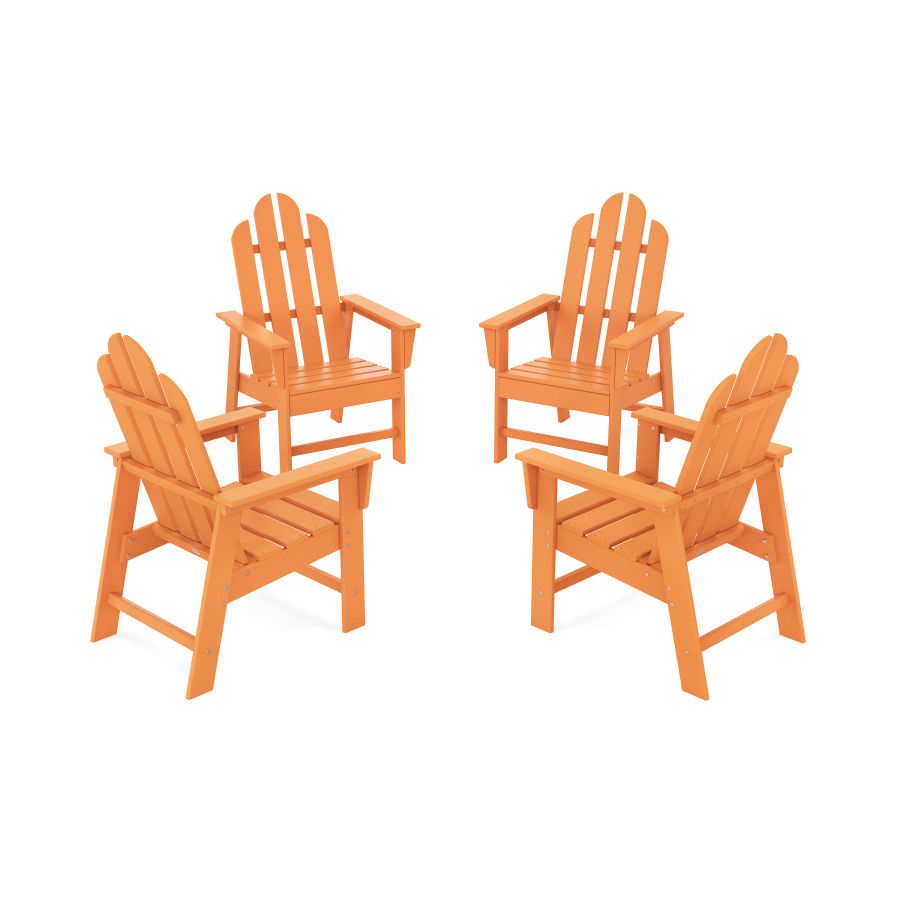 POLYWOOD Long Island 4-Piece Upright Adirondack Conversation Set in Tangerine