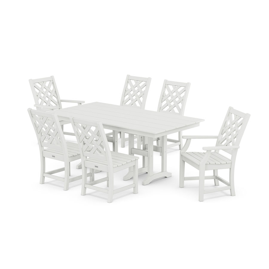 POLYWOOD Wovendale 7-Piece Farmhouse Dining Set in White