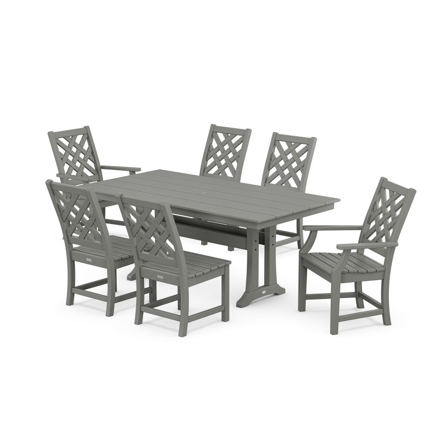 POLYWOOD Wovendale 7-Piece Farmhouse Dining Set with Trestle Legs
