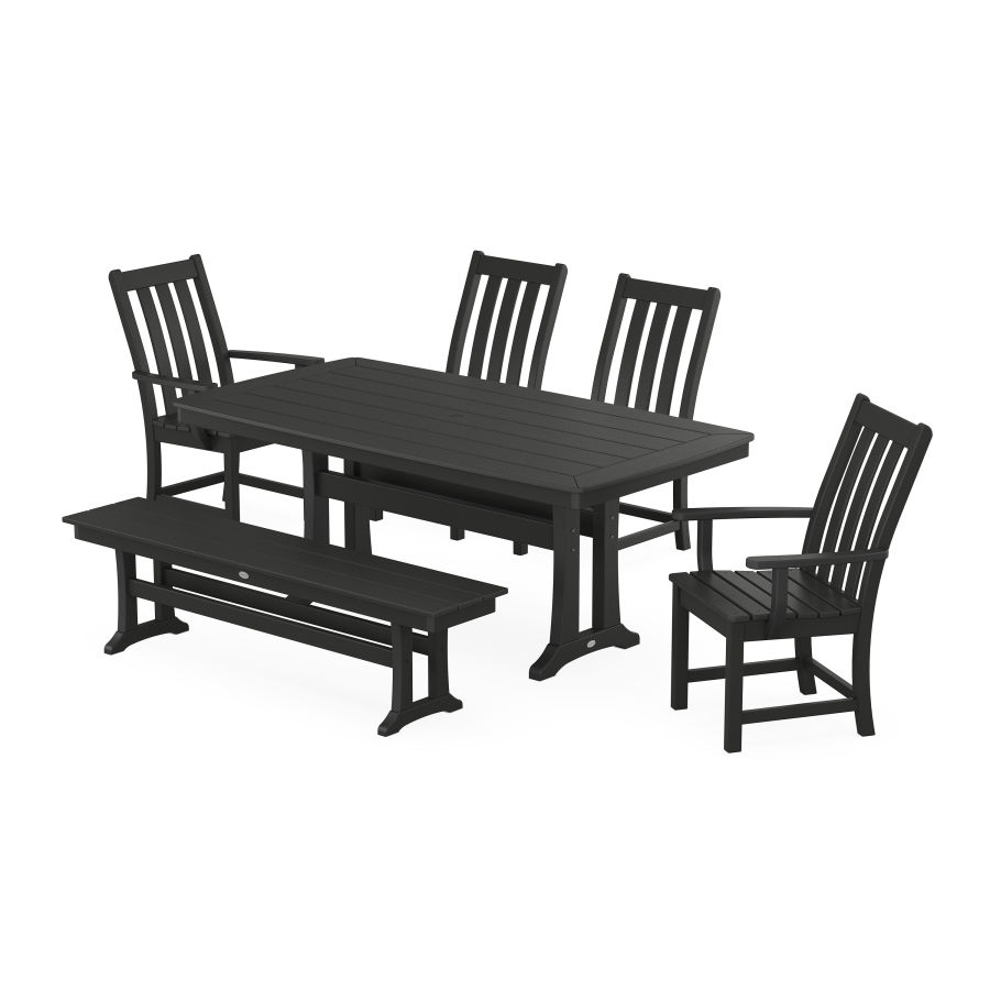 POLYWOOD Vineyard 6-Piece Dining Set with Trestle Legs in Black