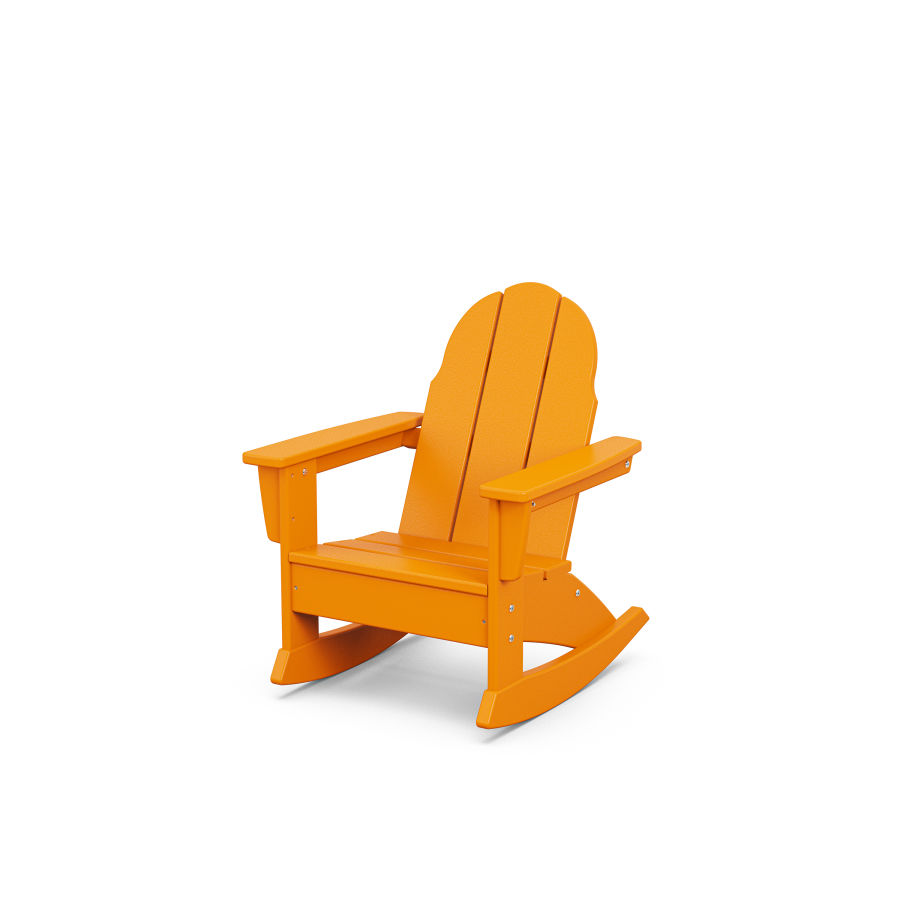 POLYWOOD Kids Vineyard Adirondack Rocking Chair in Tangerine