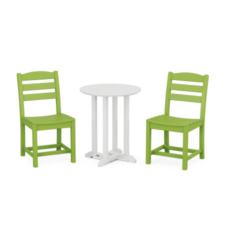 La Casa Café Side Chair 3-Piece Round Dining Set in Lime