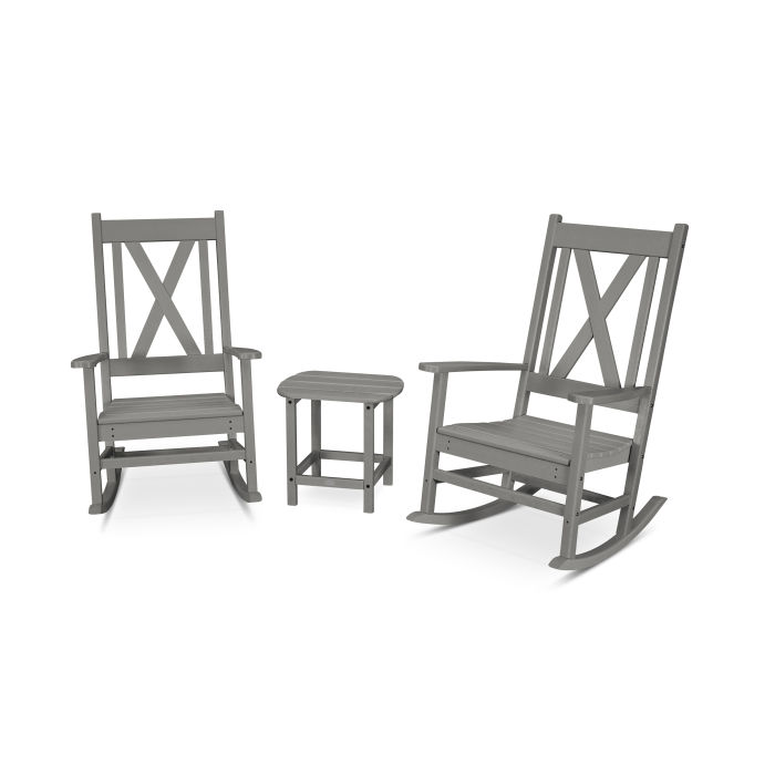 Braxton 3 Piece Porch Rocking Chair Set, Best Polywood Rocking Chair