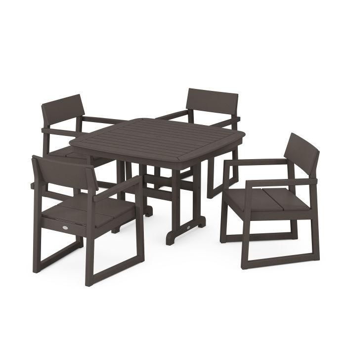 POLYWOOD EDGE 5-Piece Dining Set with Trestle Legs in Vintage Finish