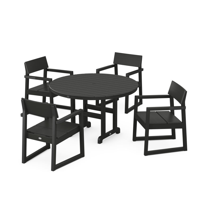 POLYWOOD EDGE 5-Piece Round Dining Set in Black