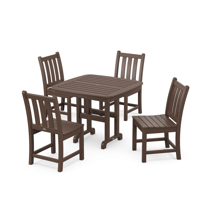 POLYWOOD Traditional Garden Side Chair 5-Piece Dining Set in Mahogany