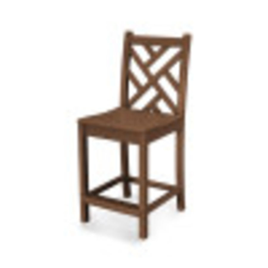 POLYWOOD Chippendale Counter Side Chair in Teak