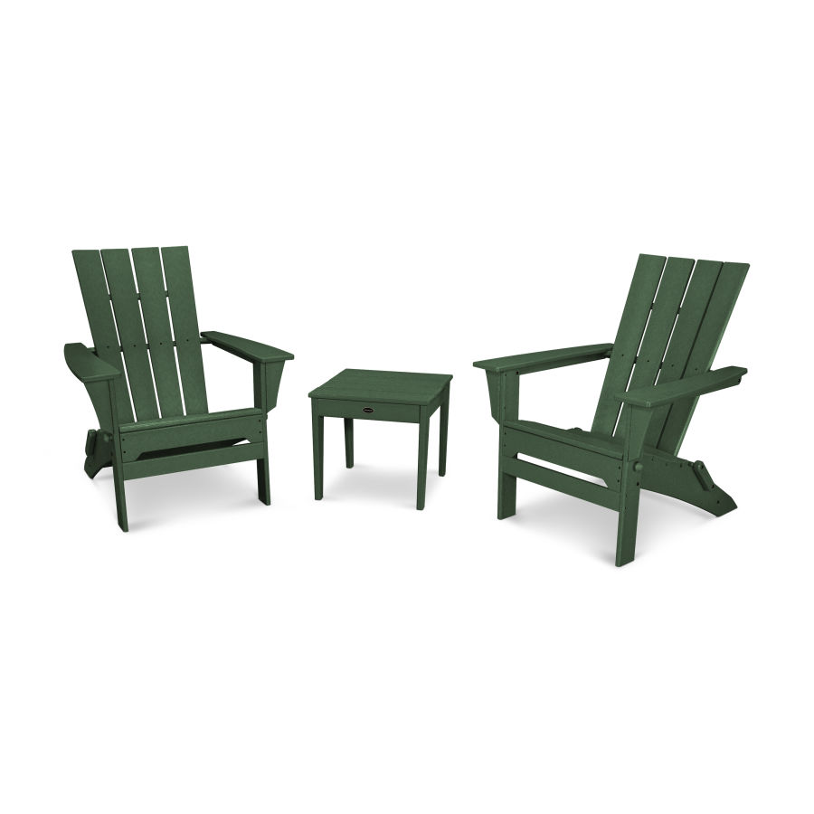 POLYWOOD Quattro Folding Chair 3-Piece Adirondack Set in Green