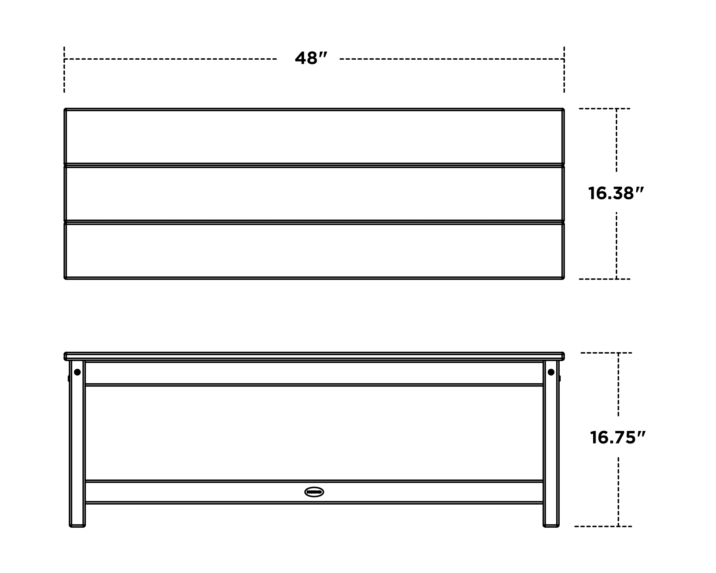 Dimensions for 48" Planter Bench