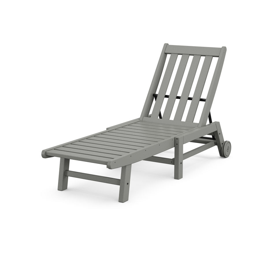 POLYWOOD Vineyard Chaise with Wheels in Slate Grey