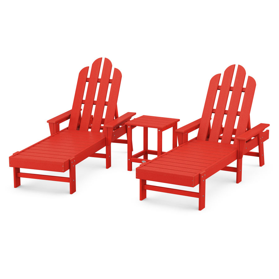 POLYWOOD Long Island Chaise 3-Piece Set in Sunset Red