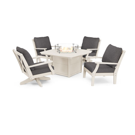 Braxton 5-Piece Deep Seating Set with Fire Table in Sand / Antler Charcoal
