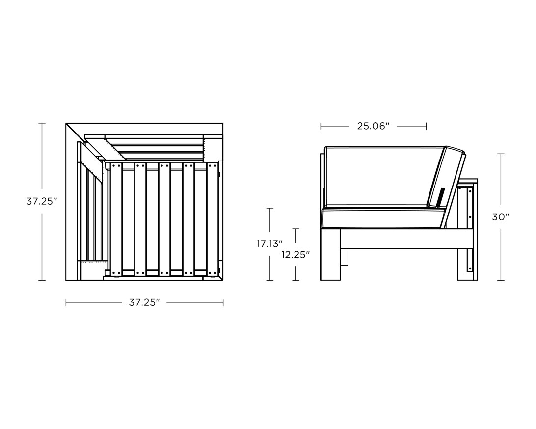 Dimensions for Latitude Modular Corner Chair