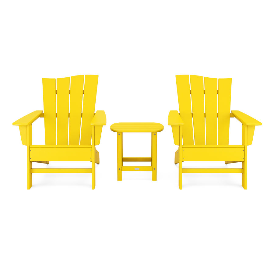 POLYWOOD Wave 3-Piece Adirondack Chair Set in Lemon