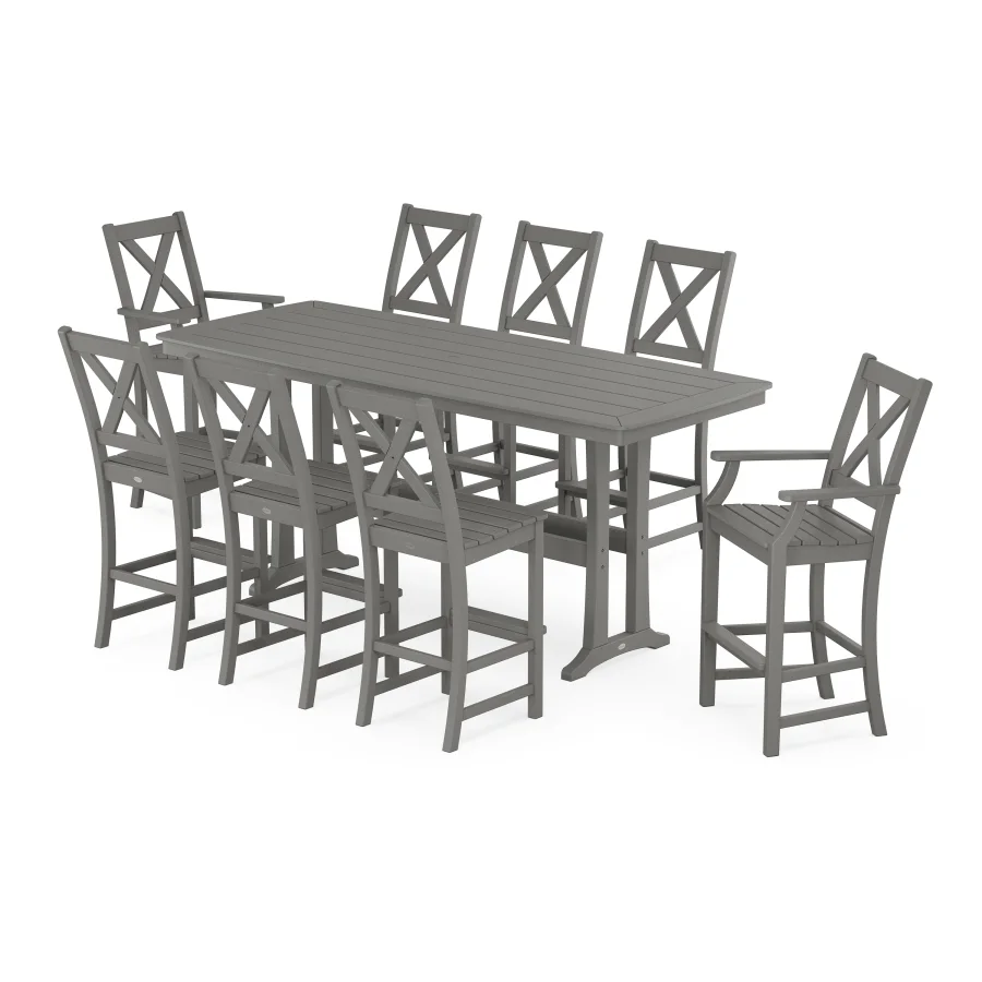 POLYWOOD Braxton 9-Piece Bar Set with Trestle Legs