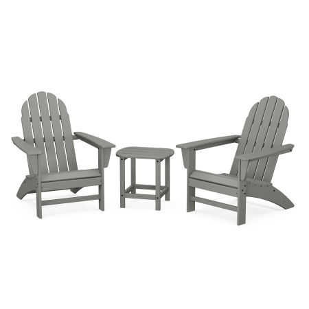 Vineyard 3-Piece Adirondack Set with South Beach 18" Side Table in Slate Grey