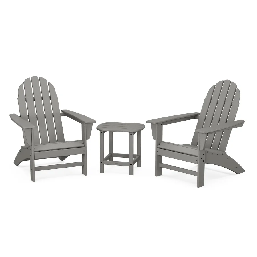 POLYWOOD Vineyard 3-Piece Adirondack Set with South Beach 18" Side Table