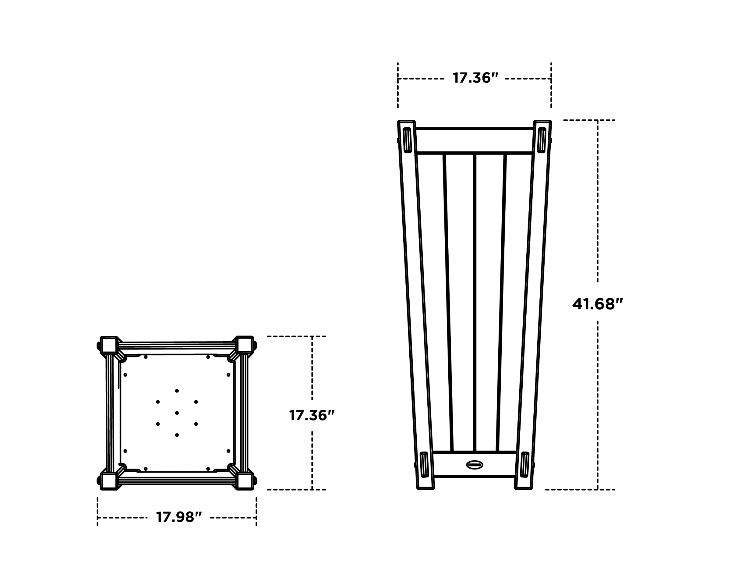 Dimensions for Vineyard Tapered Square Tall Planter Box
