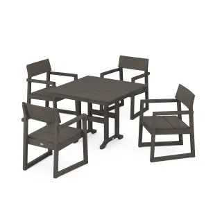 POLYWOOD EDGE 5-Piece Farmhouse Dining Set in Vintage Finish