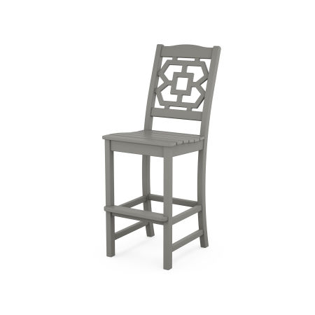 POLYWOOD Chinoiserie Bar Side Chair in Slate Grey