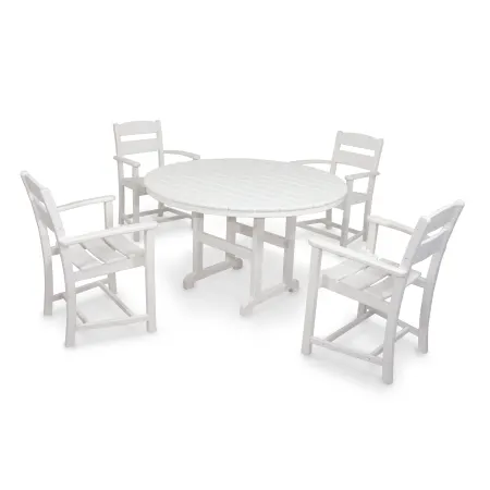 POLYWOOD Classics 5-Piece Round Dining Set in White