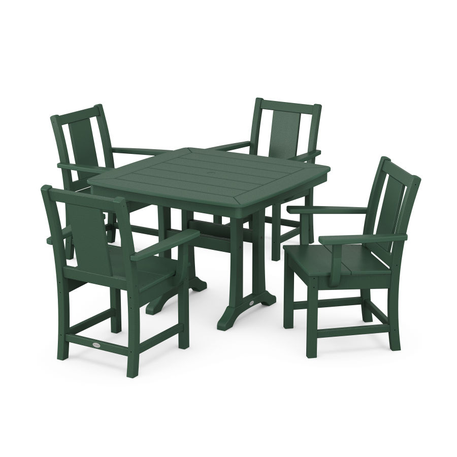 POLYWOOD Prairie 5-Piece Dining Set with Trestle Legs in Green